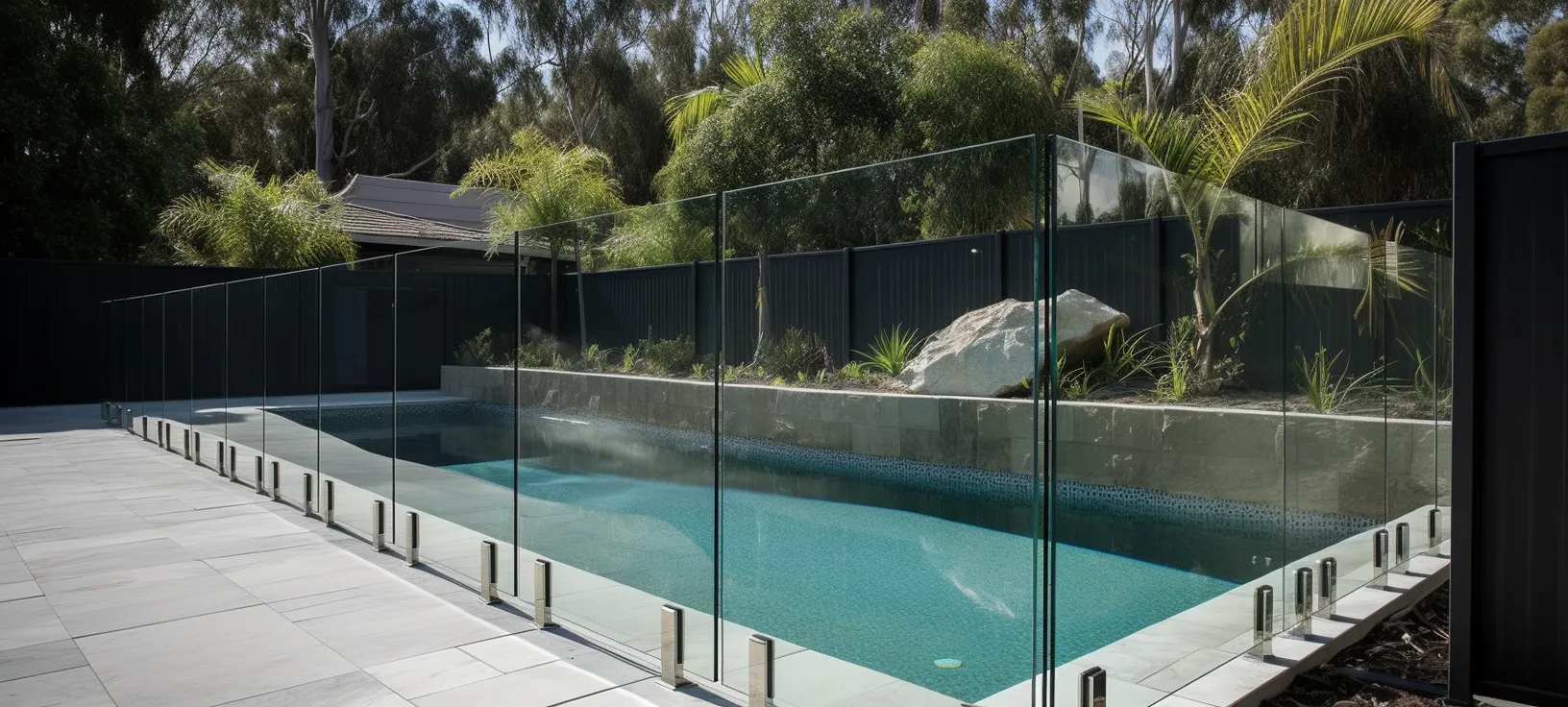 Backyard pool in Ballarat with glass fencing