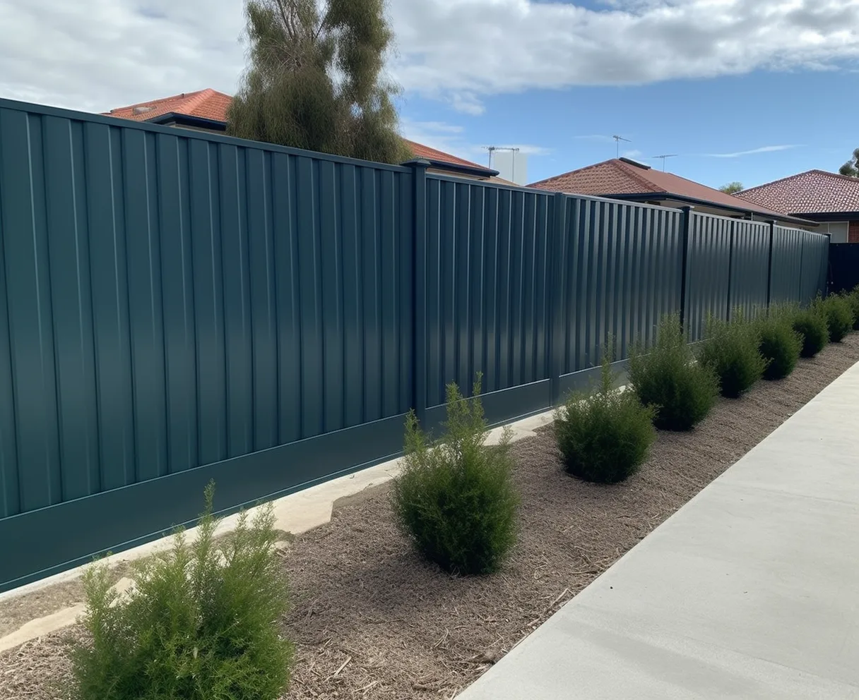 A blue colorbond fence in Ballarat