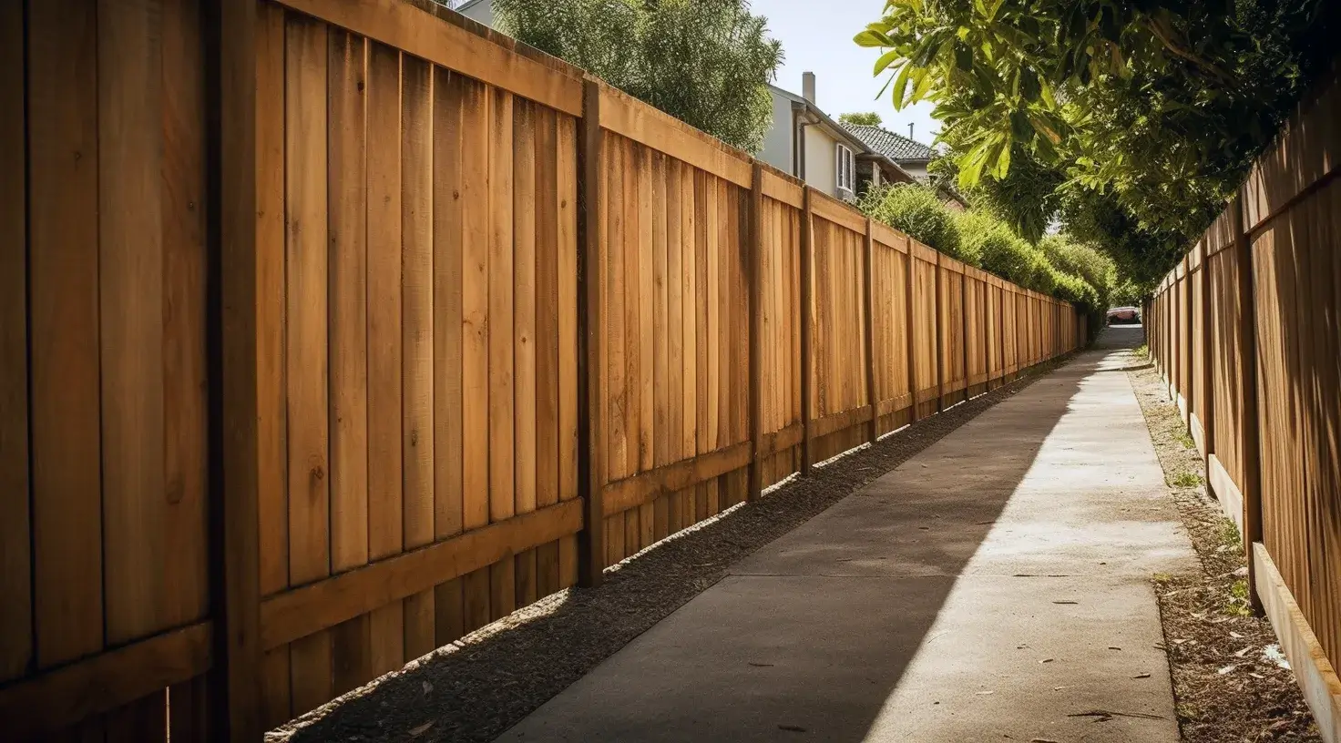 A pathwalk in Ballarat with timber fence