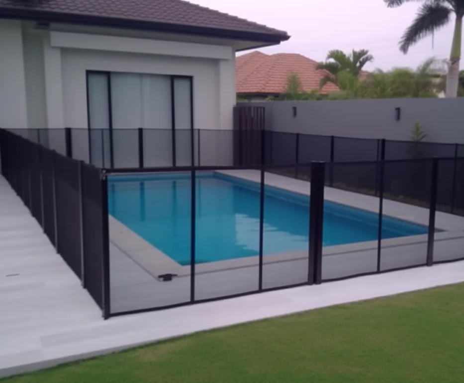 Backyard pool in Ballarat secured by aluminium fence